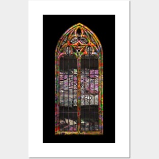 Fallen Leaves Through A Gothic Window Posters and Art